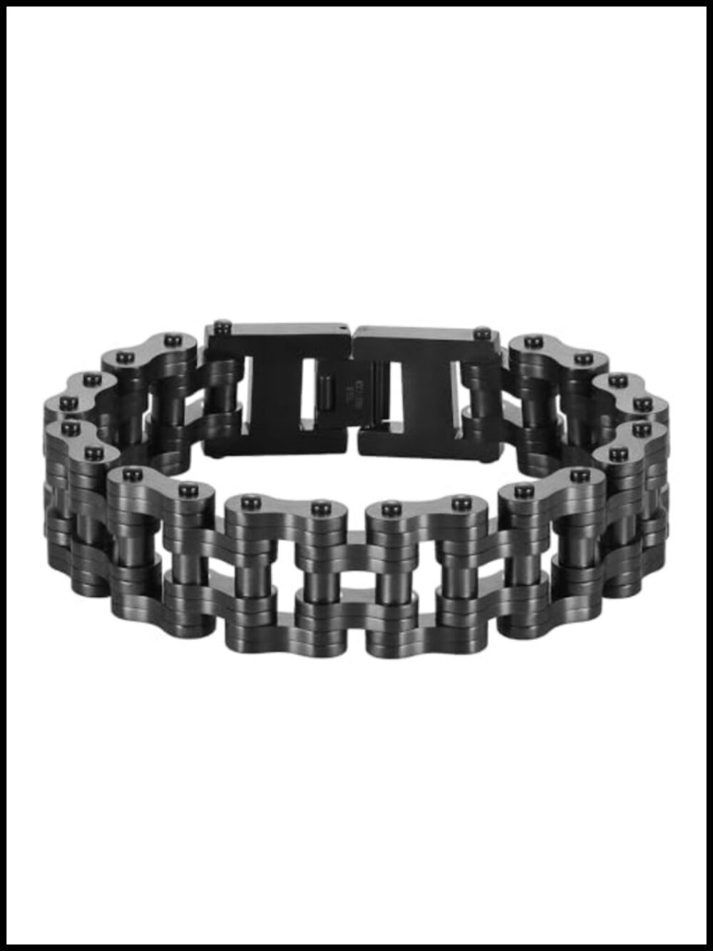 Stainless Steel Men's Bracelet 14K Gold Plated Motorcycle Chain Design - Picture 1 of 6